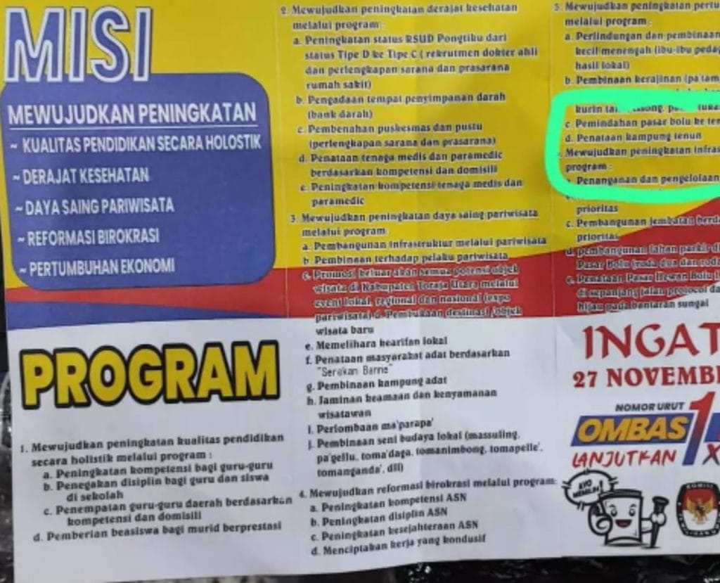 Kubu Paslon Ombas-Marthen Klarifikasi Soal Pemindahan Pasar Bolu